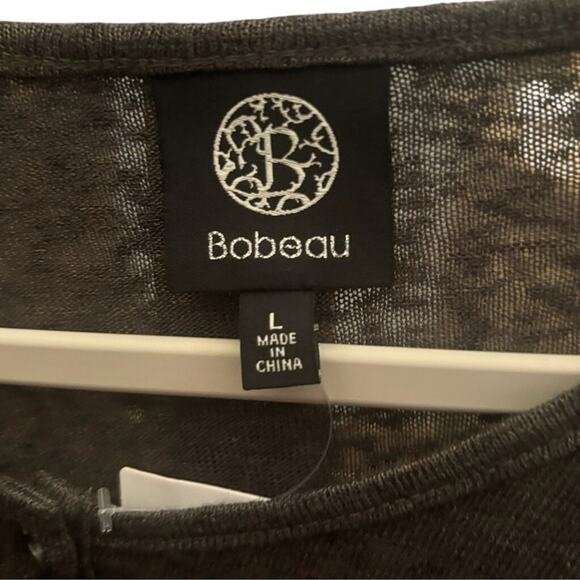 Bobeau Gray Long Sleeve Henley Tee L – Lightweight Sheer Knit Top - Picture 3 of 5